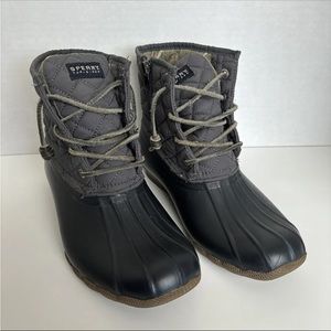 Women's Sperry Top Sider Saltwater Duck Boots Size 7.5 STS93027 Gray Quilted